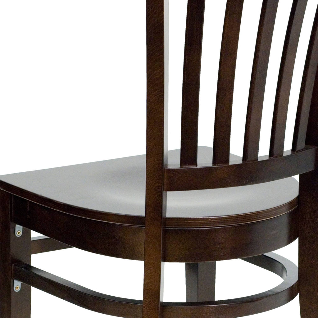 Vertical Slat Back Walnut Wood Restaurant Chair K91618