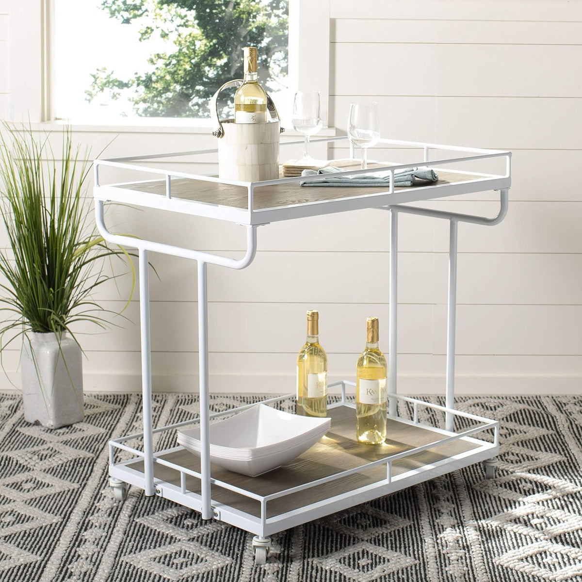 Rustic Oak/White Bar Cart B957074