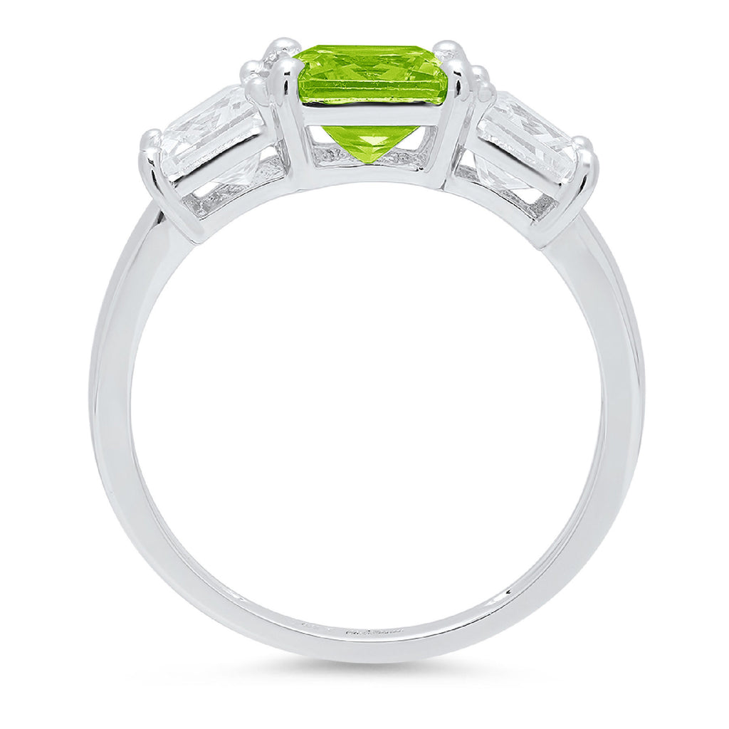 18K White Gold Three-Stone Ring SZ 6.5 B879