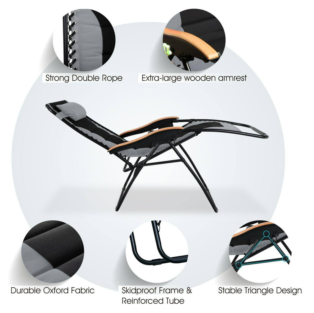 Oversized Padded Zero Gravity Chair, Grey C85488