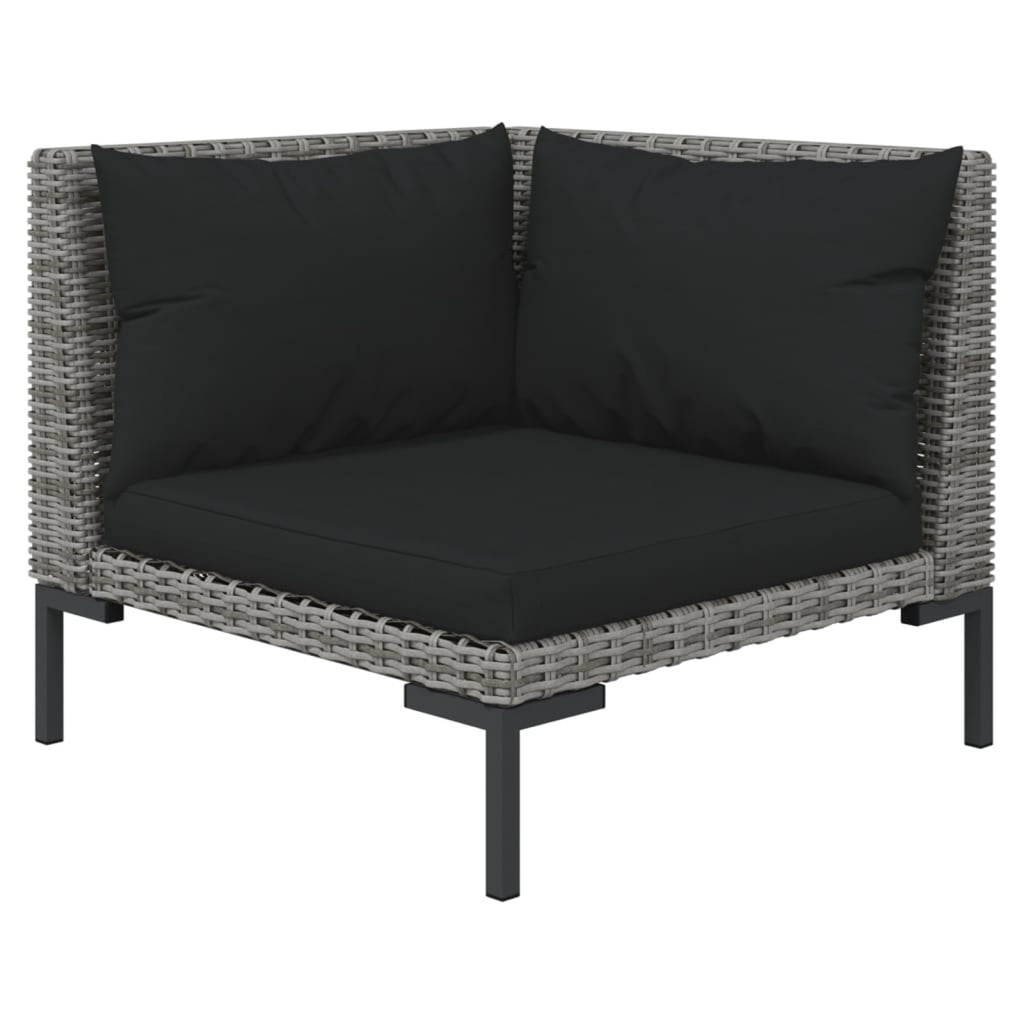 9 Piece Patio Set with Cushions Poly Rattan Dark Gray Z828943