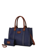 Navy Faux Leather Tote Bag and Wallet Set, 2-Piece M771