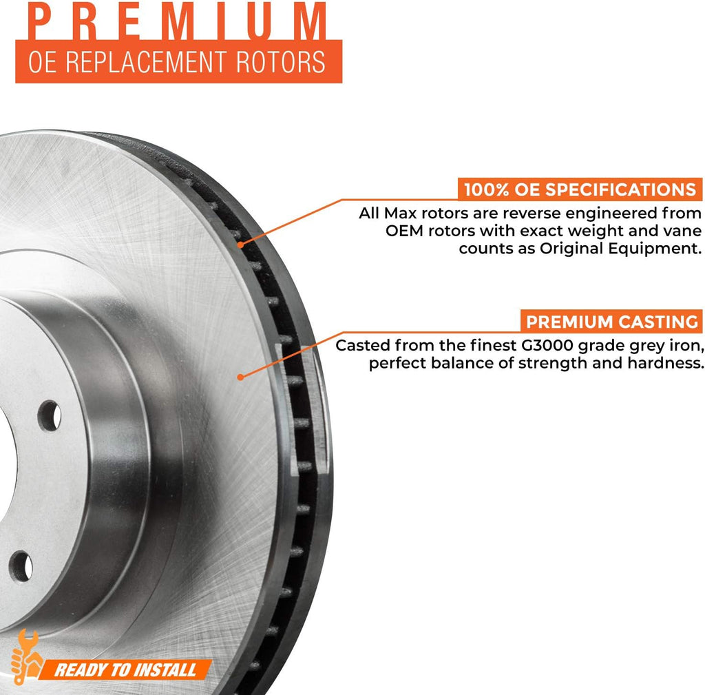 Max Brakes Premium OE Rotors with Carbon Ceramic Pads C86121