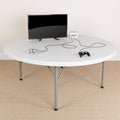 6-Foot Round Bi-Fold Granite White Plastic Folding Table A111459