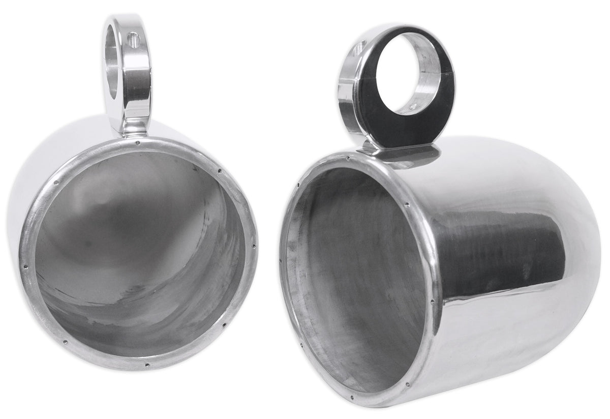 8” Polished Silver Aluminum Wakeboard Tower Speaker Enclosures O6977