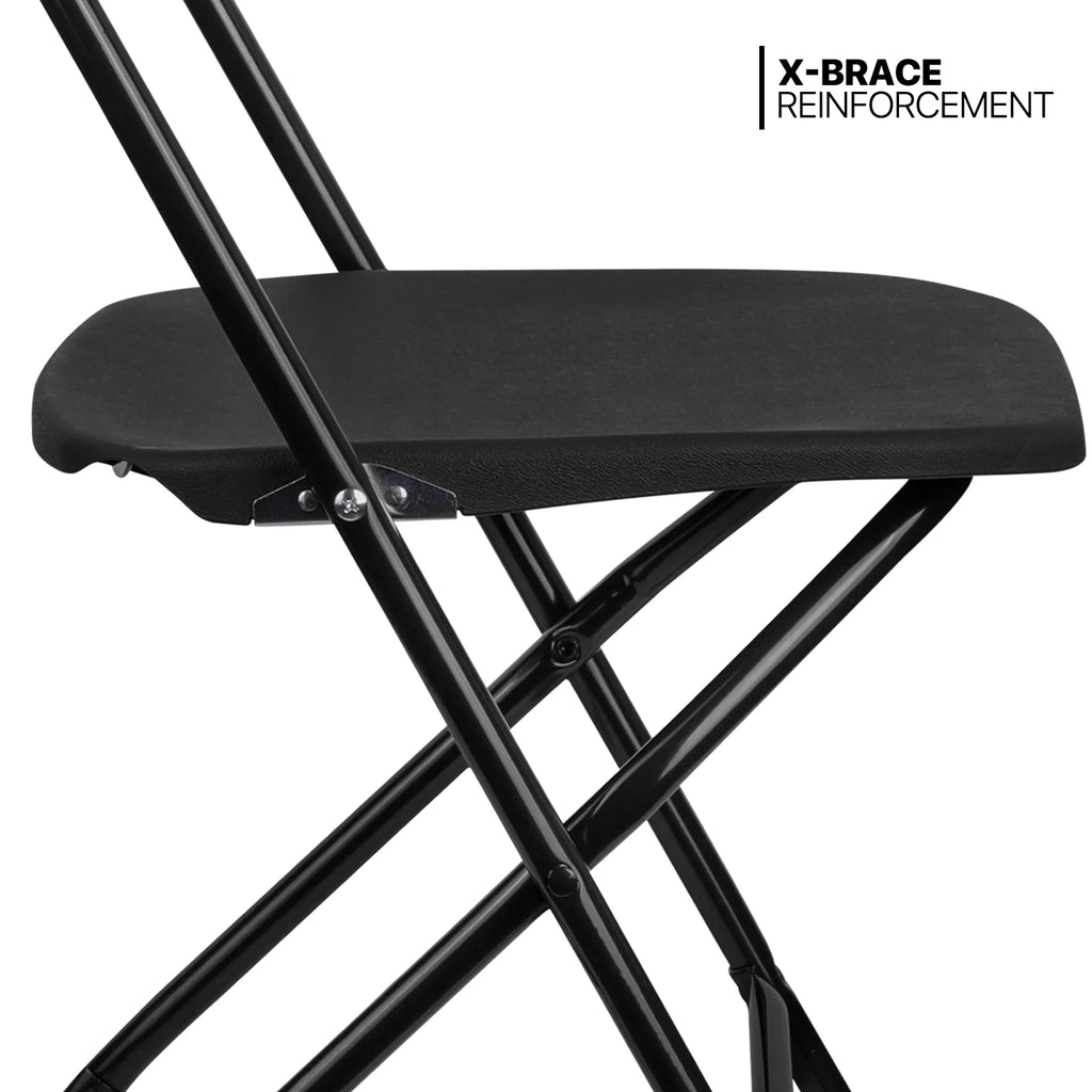 11 Pieces 8 Ft Heavy Duty Plastic Folding Utility Dining Table and Chair Set, White/Black A7108