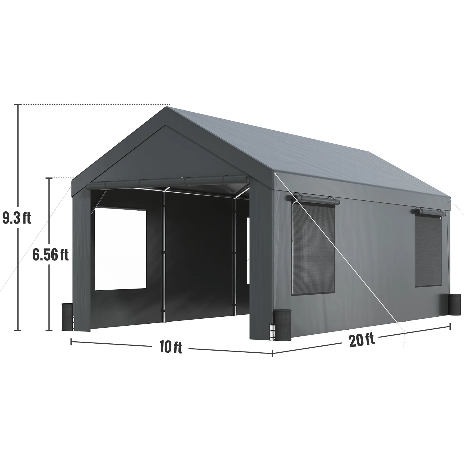 10 x 20 Feet Carport Canopy with Side Walls and Windows T18443