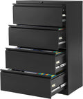 Black 4 Drawer Steel Lateral Filing Cabinet with Lock T82135