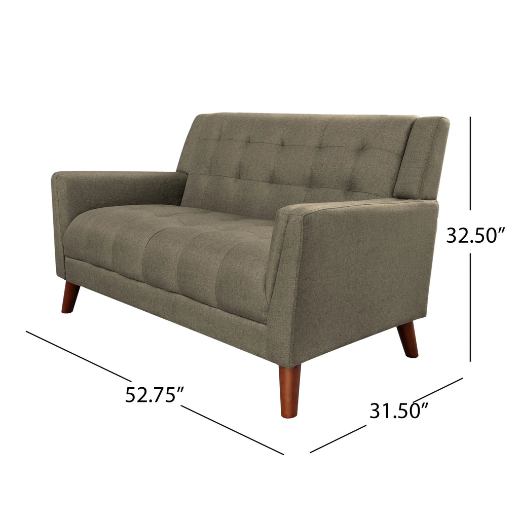 Mocha Fabric Tufted Loveseat V10987