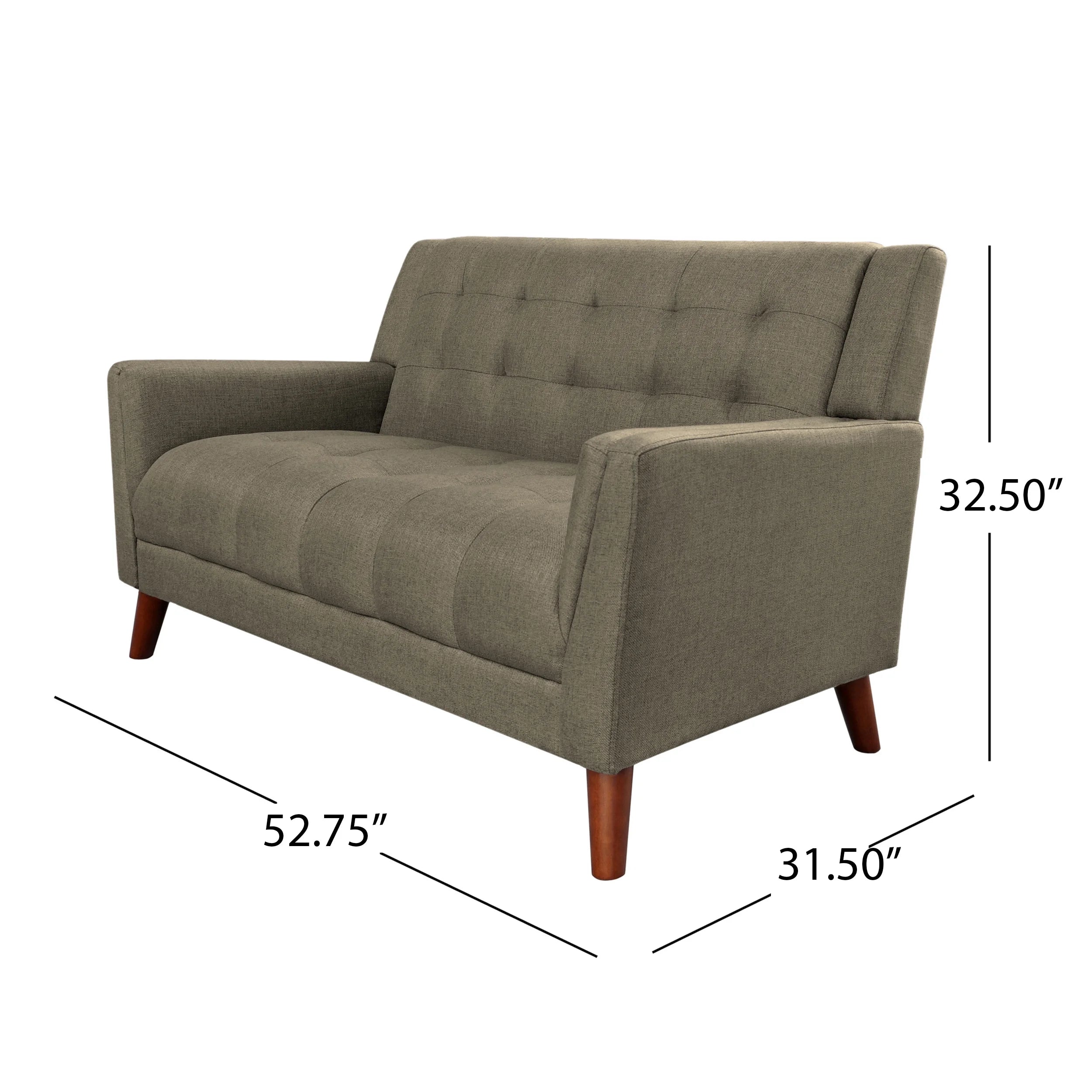 Mocha Fabric Tufted Loveseat V10987