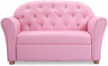 Pink PU Leather Sofa with Wood Construction P675