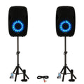 Powered 15x22 Bluetooth LED Speakers with Mics and Stands G3427
