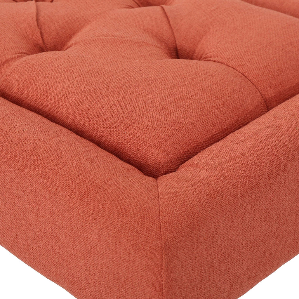 Grey Rectangle Tufted Fabric Ottoman Bench P2179