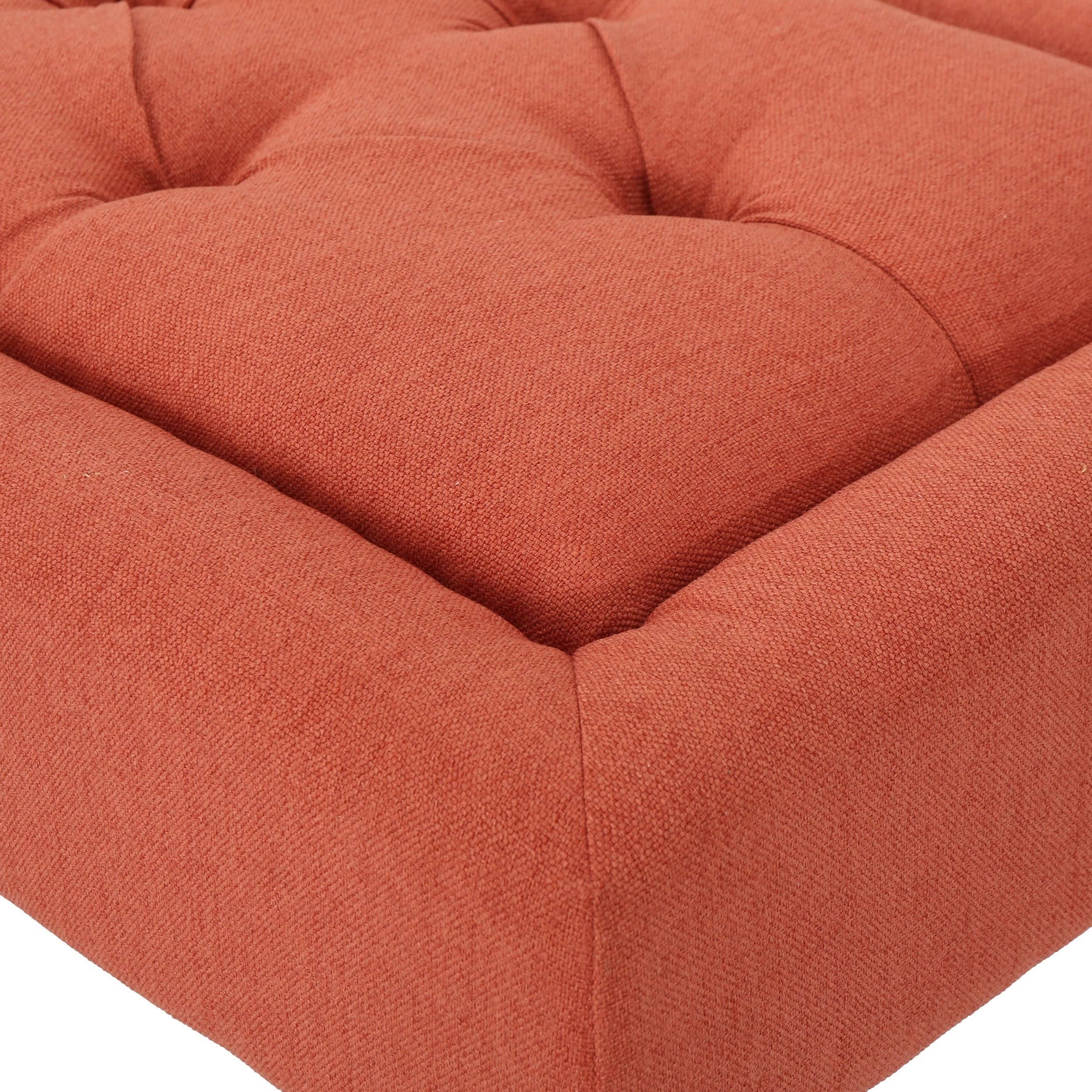 Grey Rectangle Tufted Fabric Ottoman Bench P2179