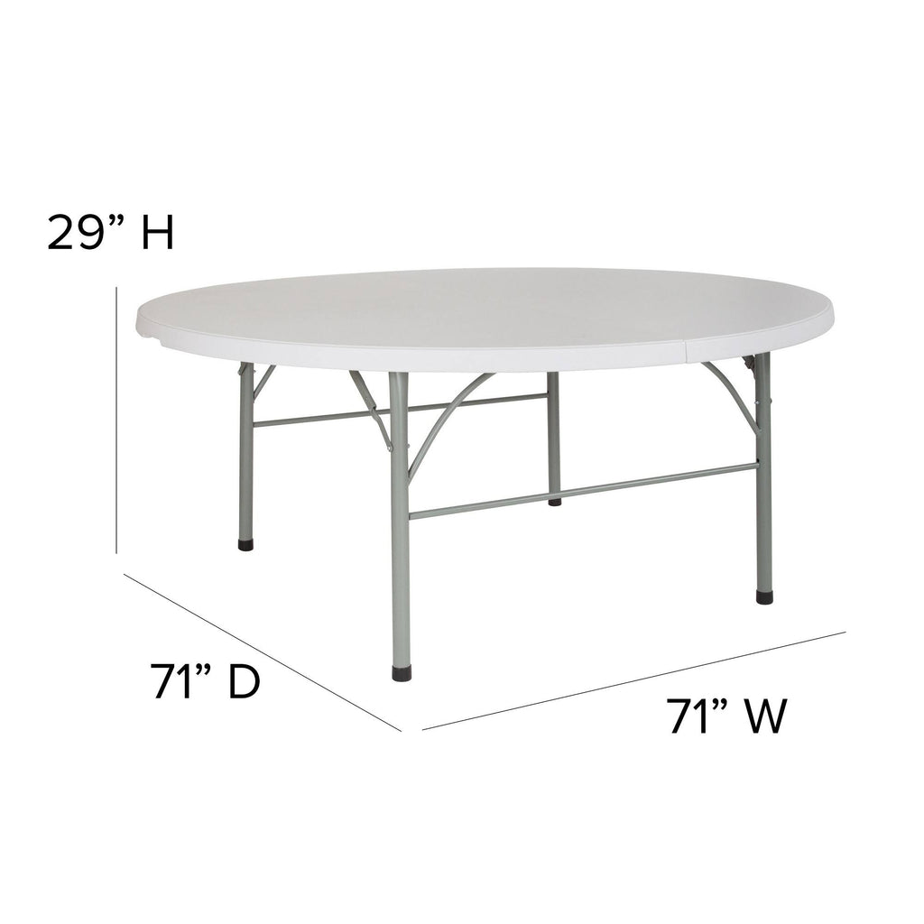 6-Foot Round Bi-Fold Granite White Plastic Folding Table A111459