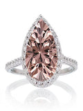 Pear Cut Morganite Halo Engagement Ring on 10k White Gold H18256