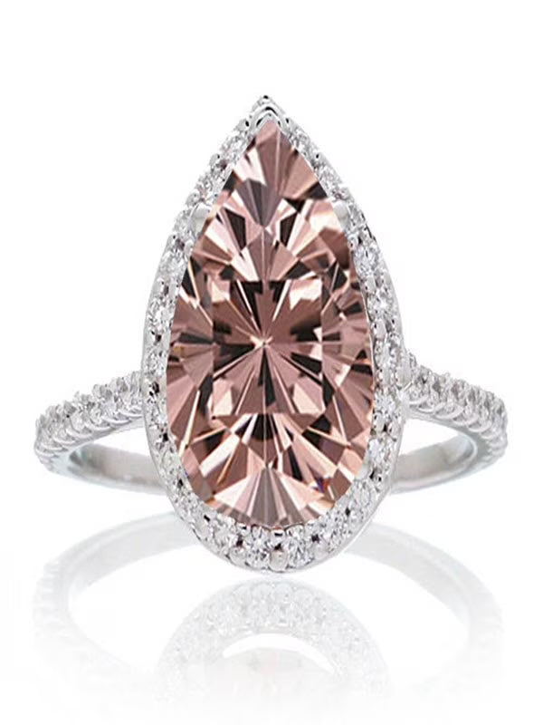 Pear Cut Morganite Halo Engagement Ring on 10k White Gold H18256