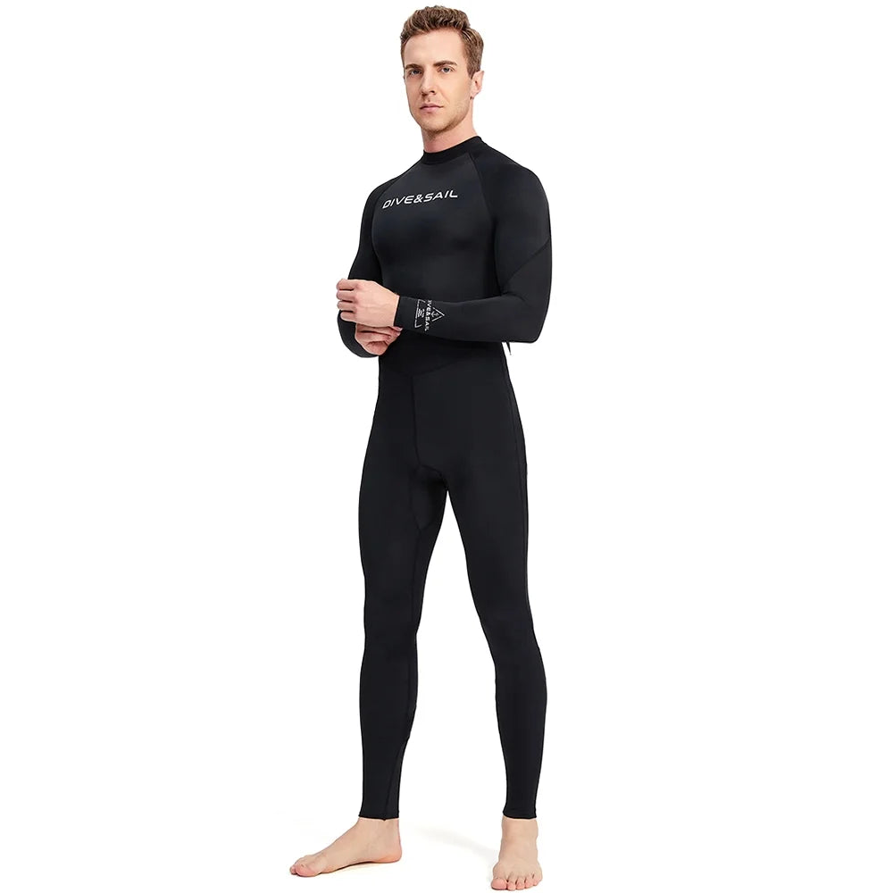Men One Piece Swimsuit with Back Zipper Quick Dry Long Sleeve Surf Suit N35536