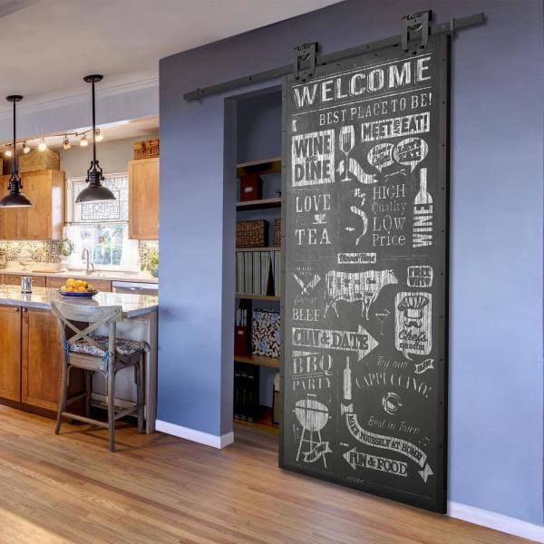 Bistro Chalkboard and Steel Barn Door Slab 33 in. J97958