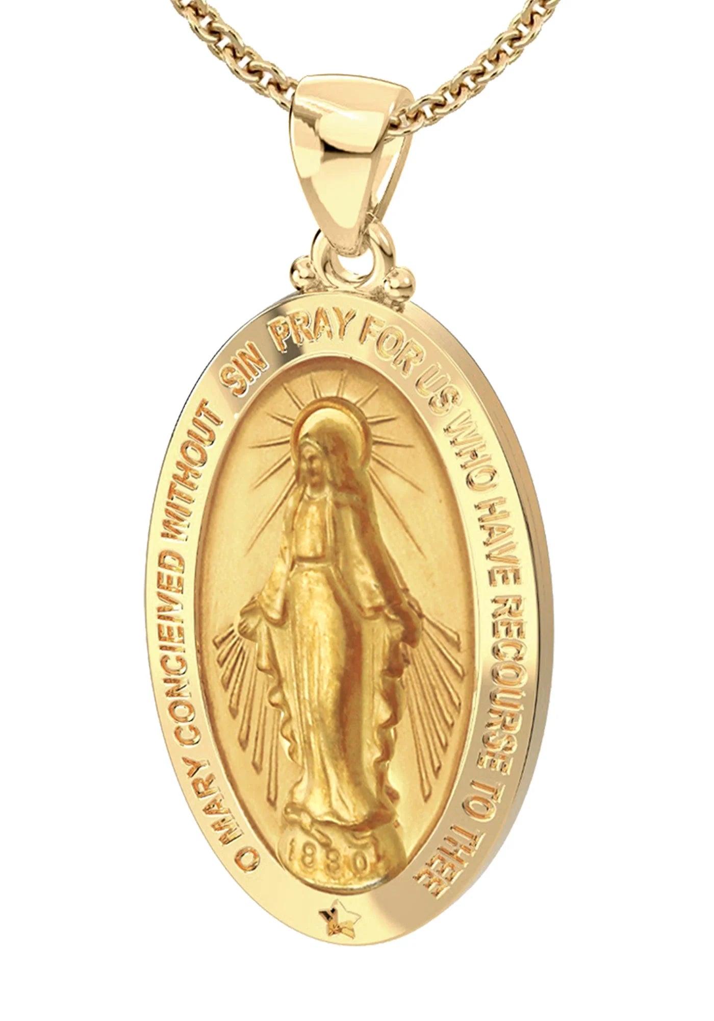 14K Yellow Gold Oval Pendant Necklace F6529