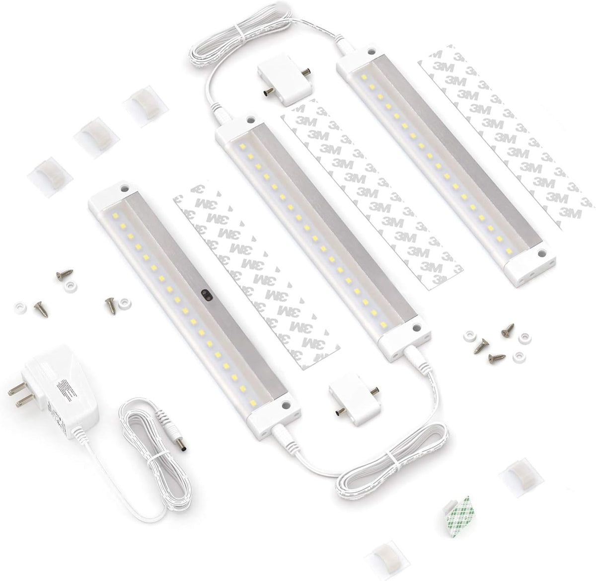 White Finish 3 Panels 7 inch LED Dimmable Under Cabinet Lighting Kit E6406