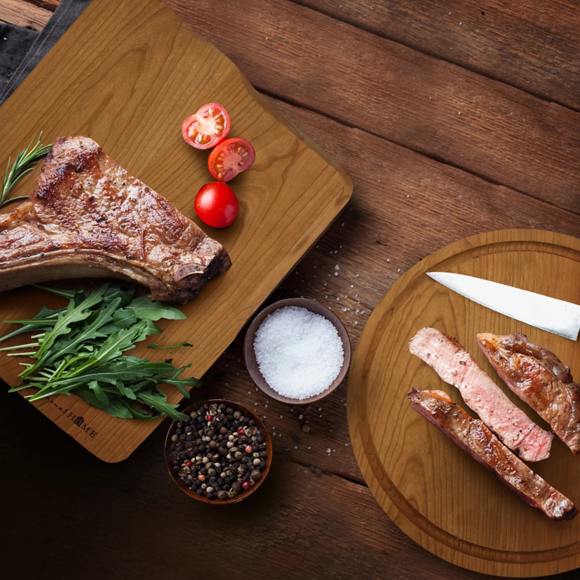 Cherry Round Cutting Board with Juice Drip Groove U328241