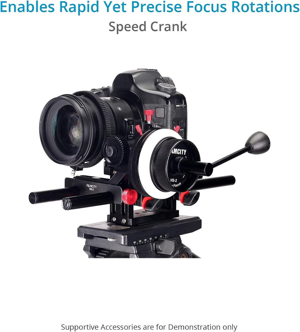 Follow Focus with A/B Hard Stops, Flexible Gear Belt & Speed Crank for 15mm Rod Support C854