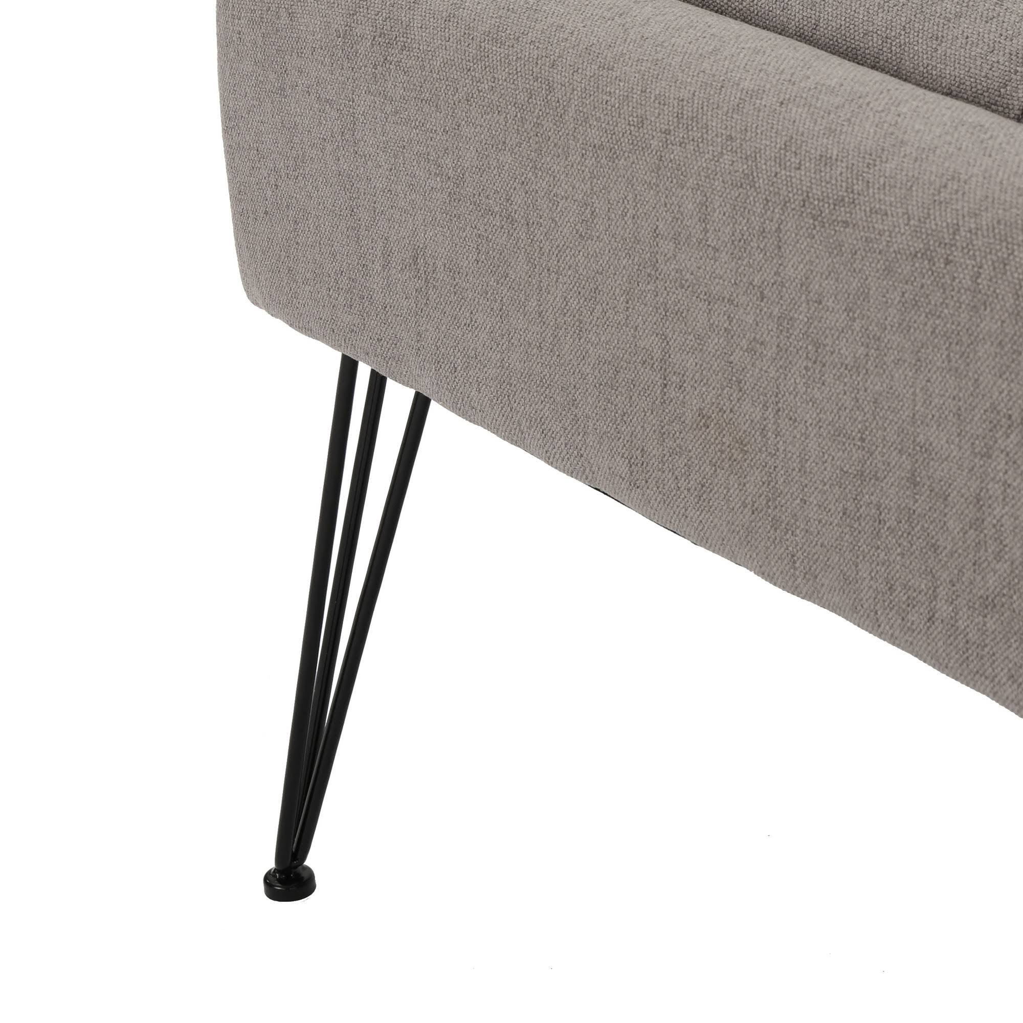 Grey Rectangle Tufted Fabric Ottoman Bench P2179