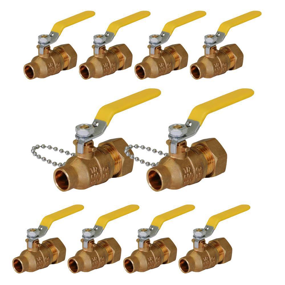 3/4 in. Brass Full Port Hose Ball Valve with Chain and Cap (10 Pack) S219