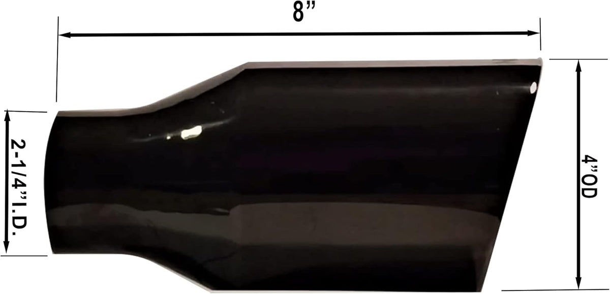 2.25 inch Inlet to 4 inch Outlet Stainless Steel Double Wall Black Chrome Weld-on Exhaust Tip 2 Pack T3648