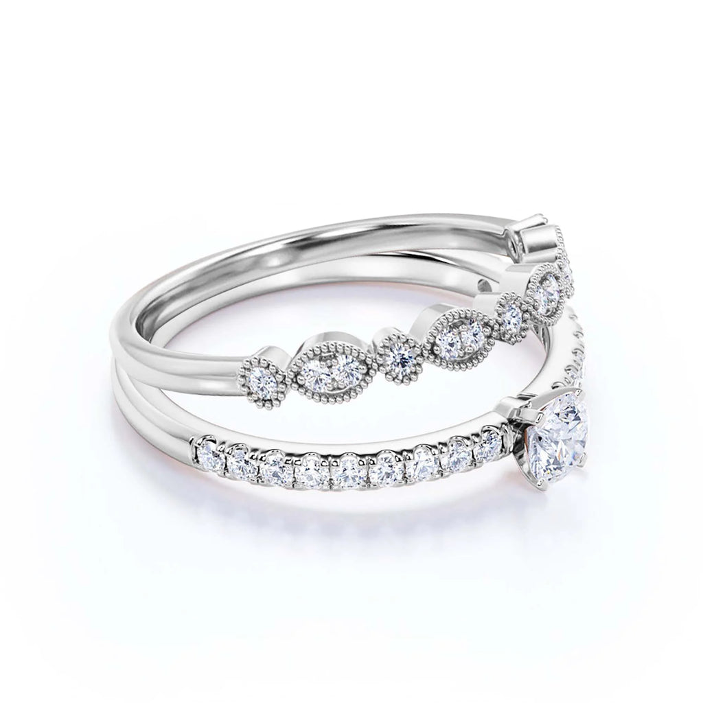 1.25 Carat Round Cut Moissanite Engagement Ring in 925 Sterling Silver With 18k White Gold Plating T40180