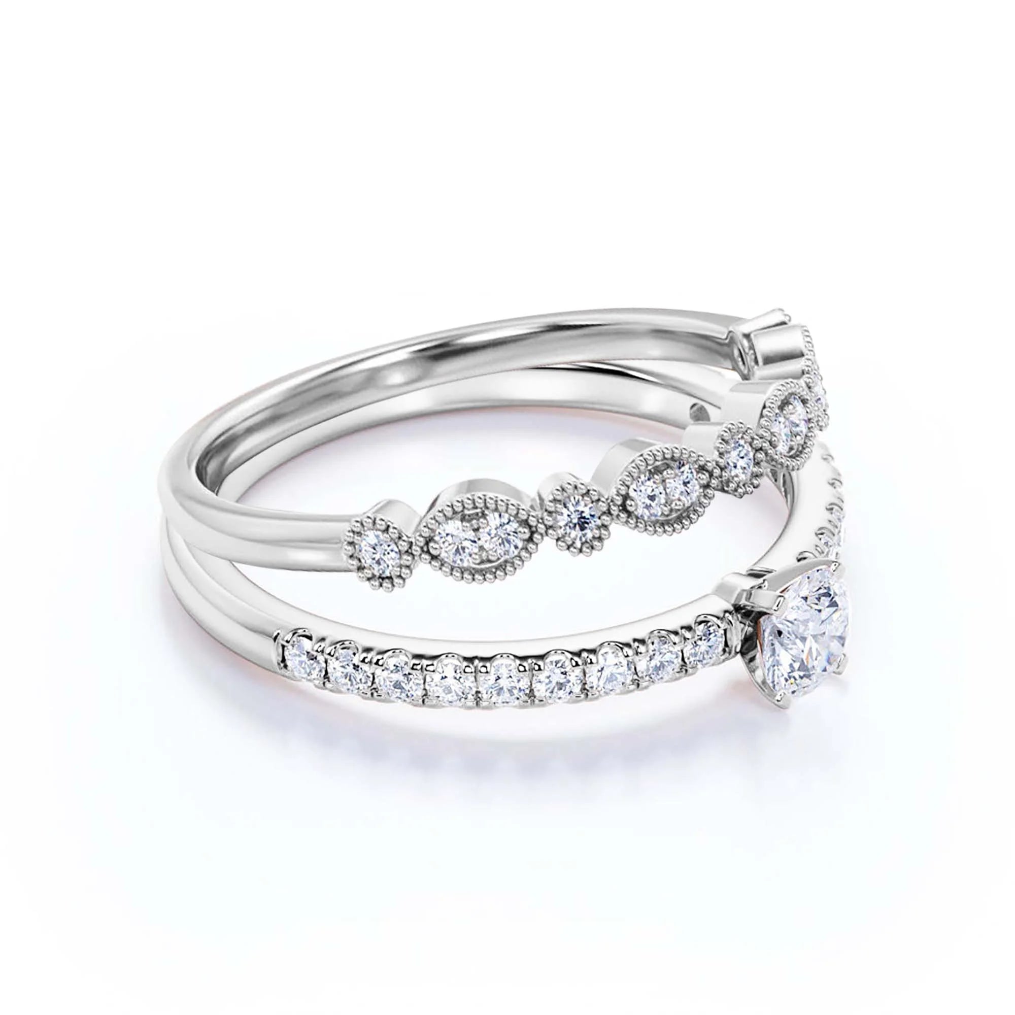 1.25 Carat Round Cut Moissanite Engagement Ring in 925 Sterling Silver With 18k White Gold Plating T40180