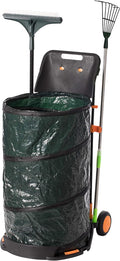 Green Garden Cart and Leaf Collector with Hand Leaf Rakes E366099