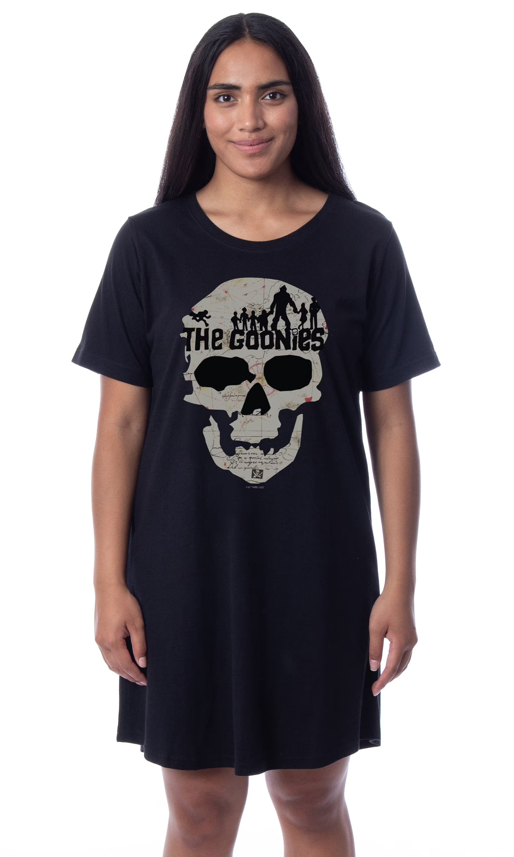 Skull Map Nightgown Sleep Pajama Shirt X939115