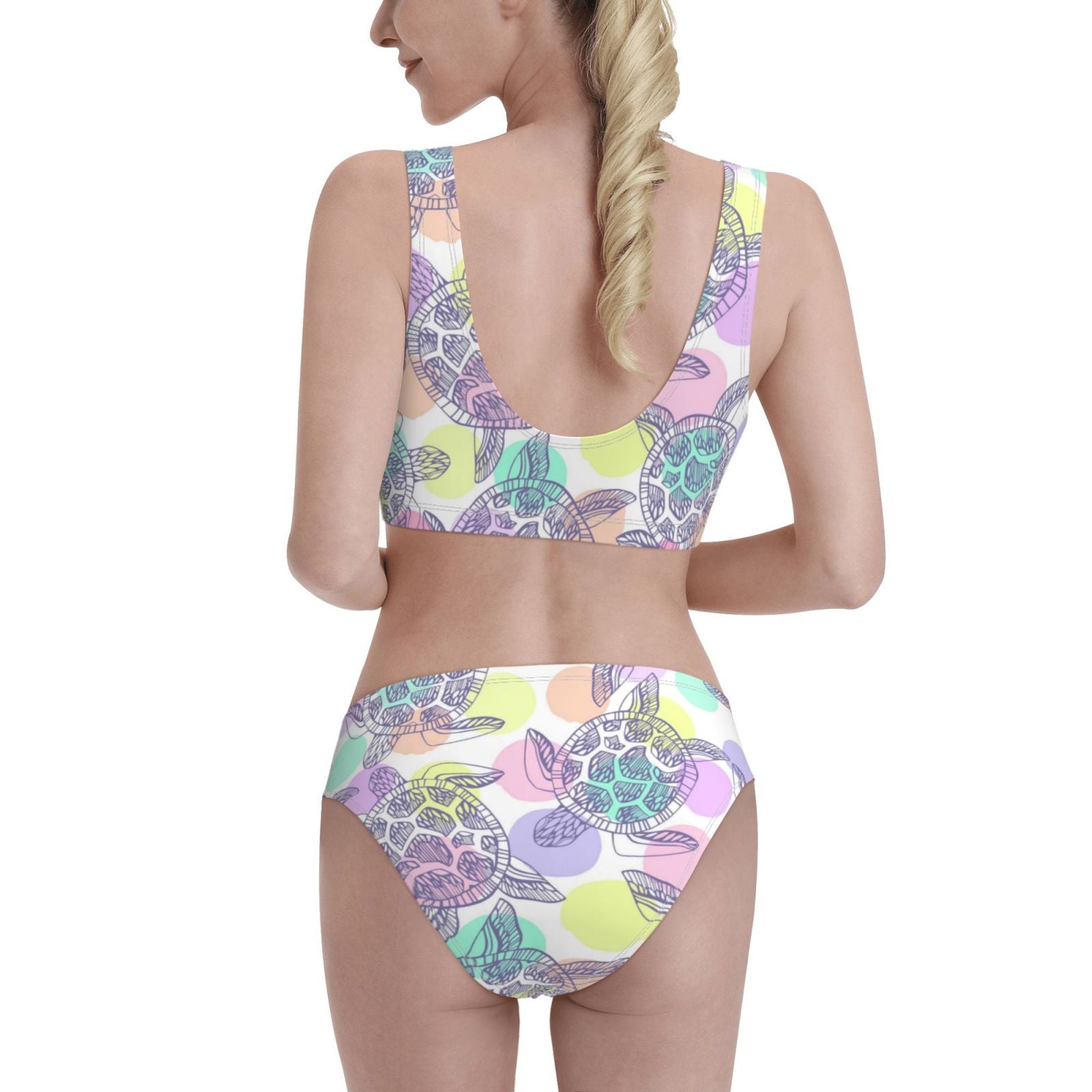 Sea Turtles Women'S Two Piece Bikini Swimsuit High Waisted B2766