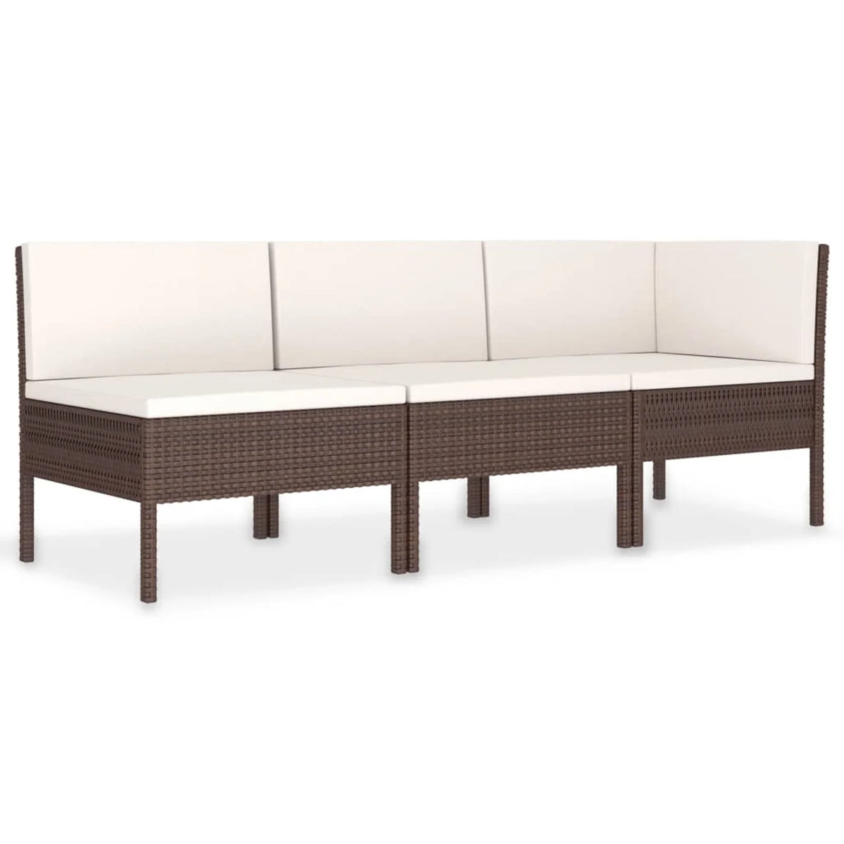 3 Piece Poly Rattan Outdoor Sectional Sofa Set with Cushions Steel Frame X1003