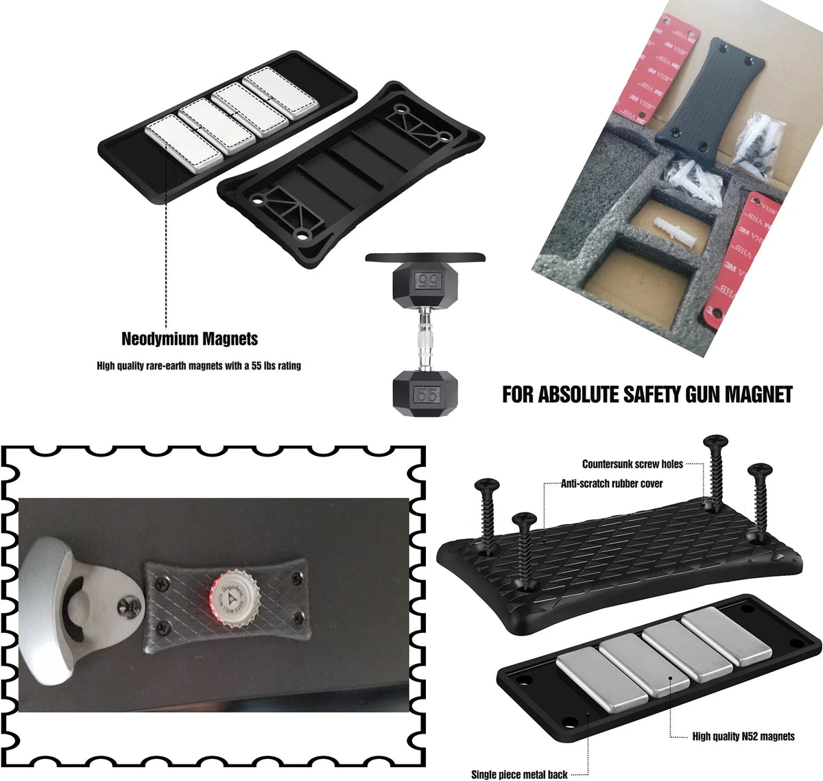 Magnetic Gun Mount, 50 Lbs Rating, Gun Holder Holster P24242