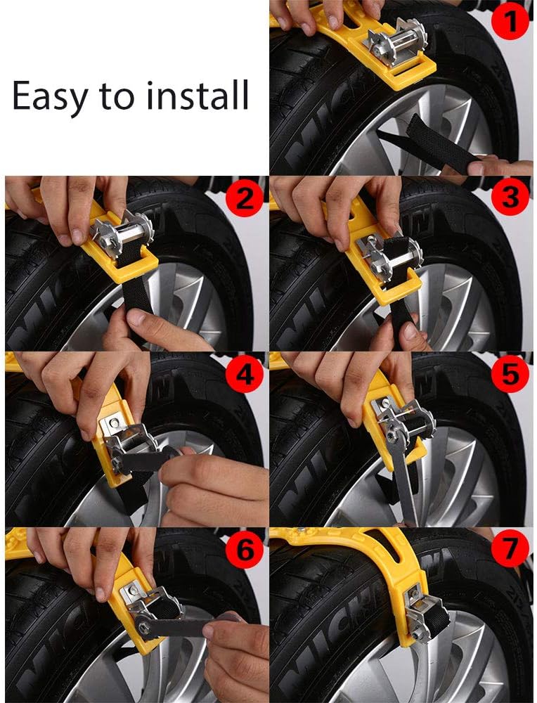Universal Tire Chains 6Pcs Anti-Skid Snow Chains Portable Emergency Traction Car Snow Tyre Chains D151