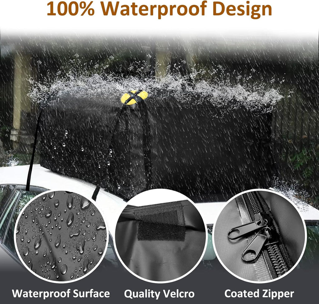 15 Cubic ft Waterproof Roof Cargo Bag with Anti-Slip Mat and 6 Heavy-Duty Straps S144