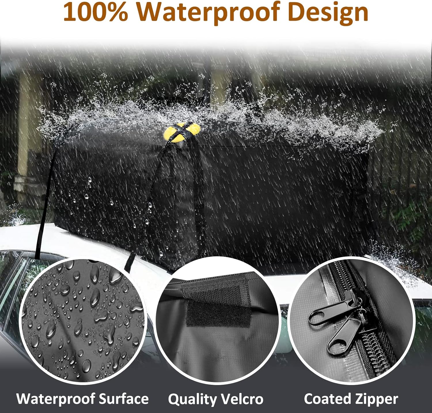 15 Cubic ft Waterproof Roof Cargo Bag with Anti-Slip Mat and 6 Heavy-Duty Straps S144