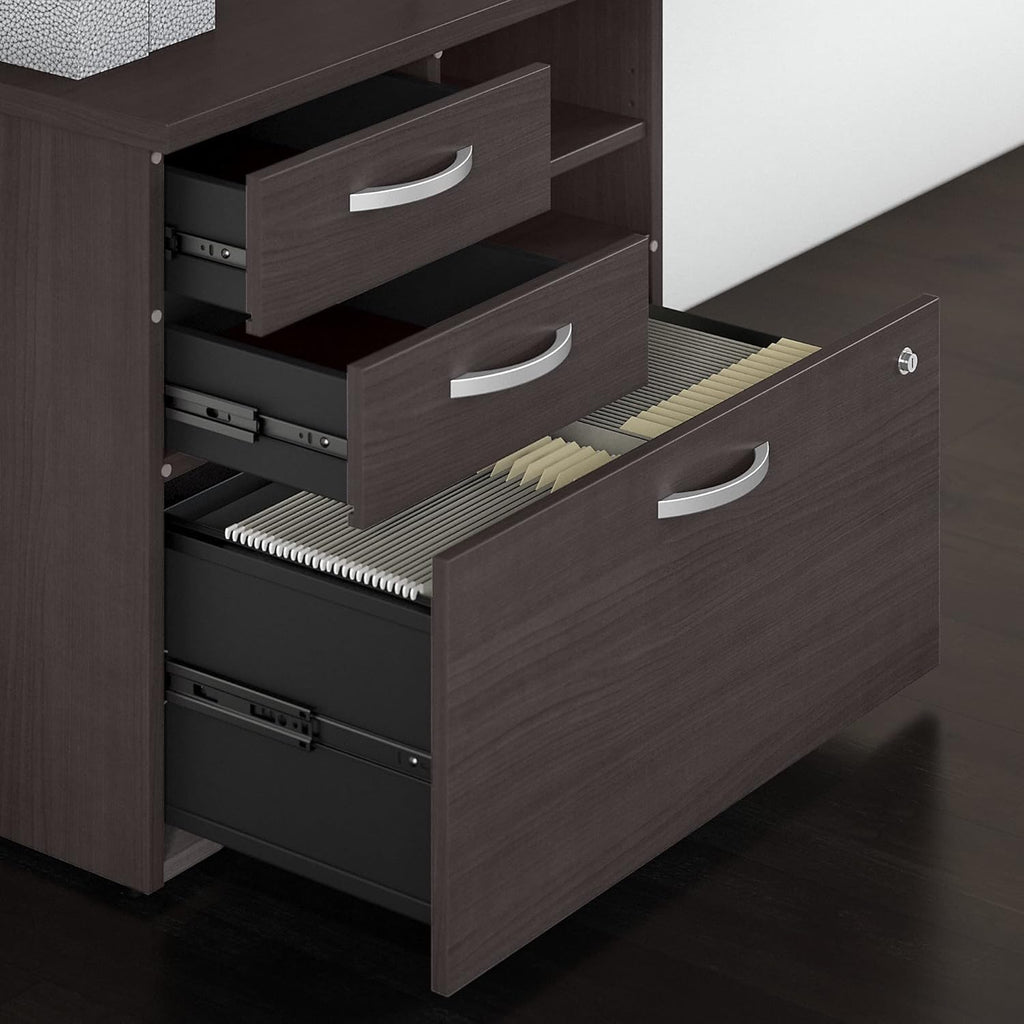 Storm Gray Office Storage Cabinet with Drawers and Shelves X7408