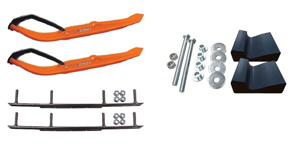 Orange MTX Snowmobile Skis with 8" Round Bars Complete Kit D794170
