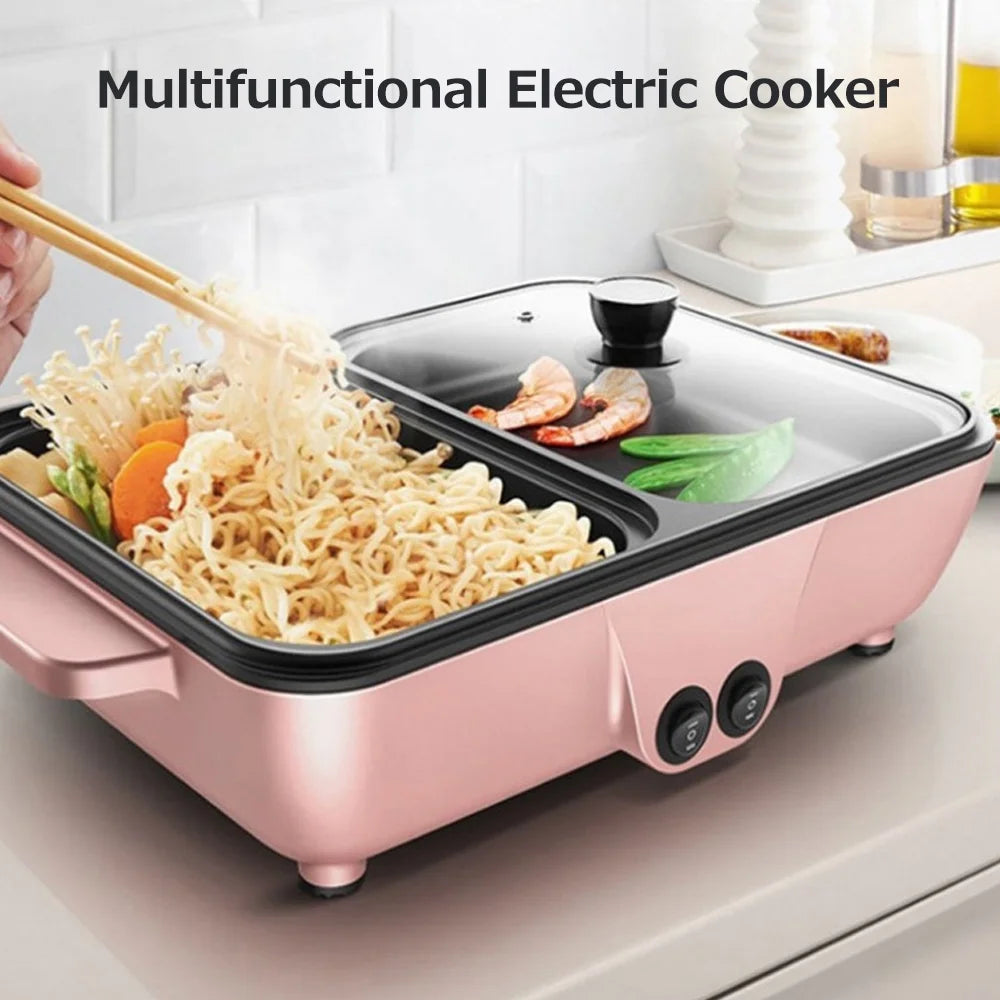 2 IN 1 Electric Grill Pan Hot Pot Barbecue Machine P2048