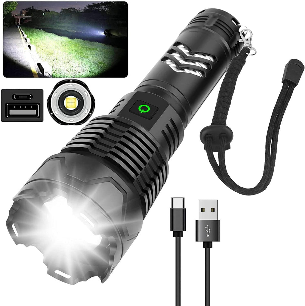 Rechargeable LED Tactical Flashlight, 120000 Lumen, USB Fast Charge, IPX6 Waterproof Y4581