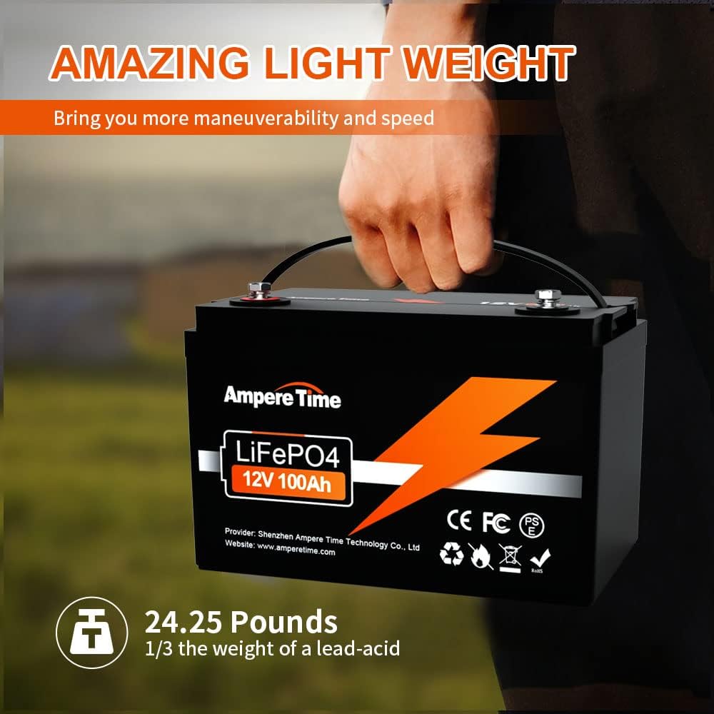 12V 100Ah LiFePO4 Battery with 14.6V 10A Charger, 100A BMS O476266