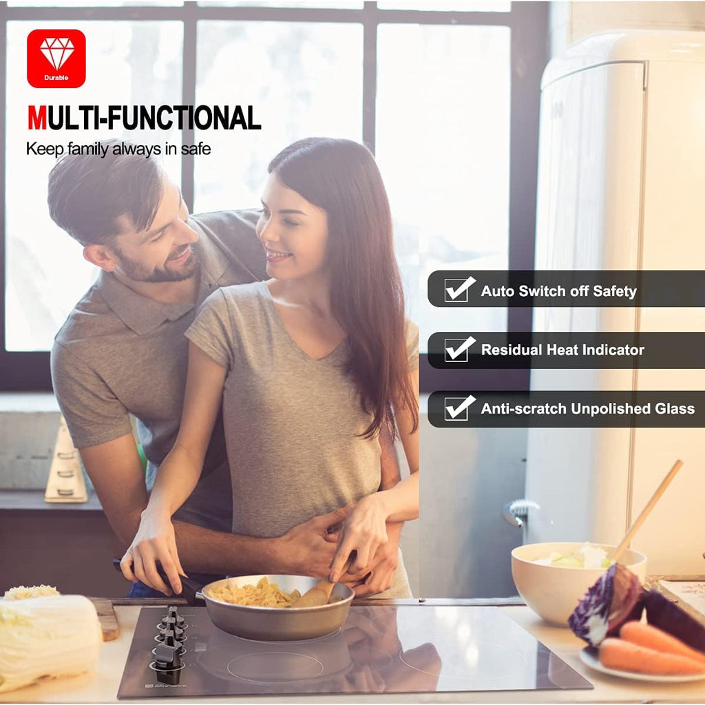 Built-in Ceramic Electric Cooktop 4 Burners, 220V, Knob Control J587