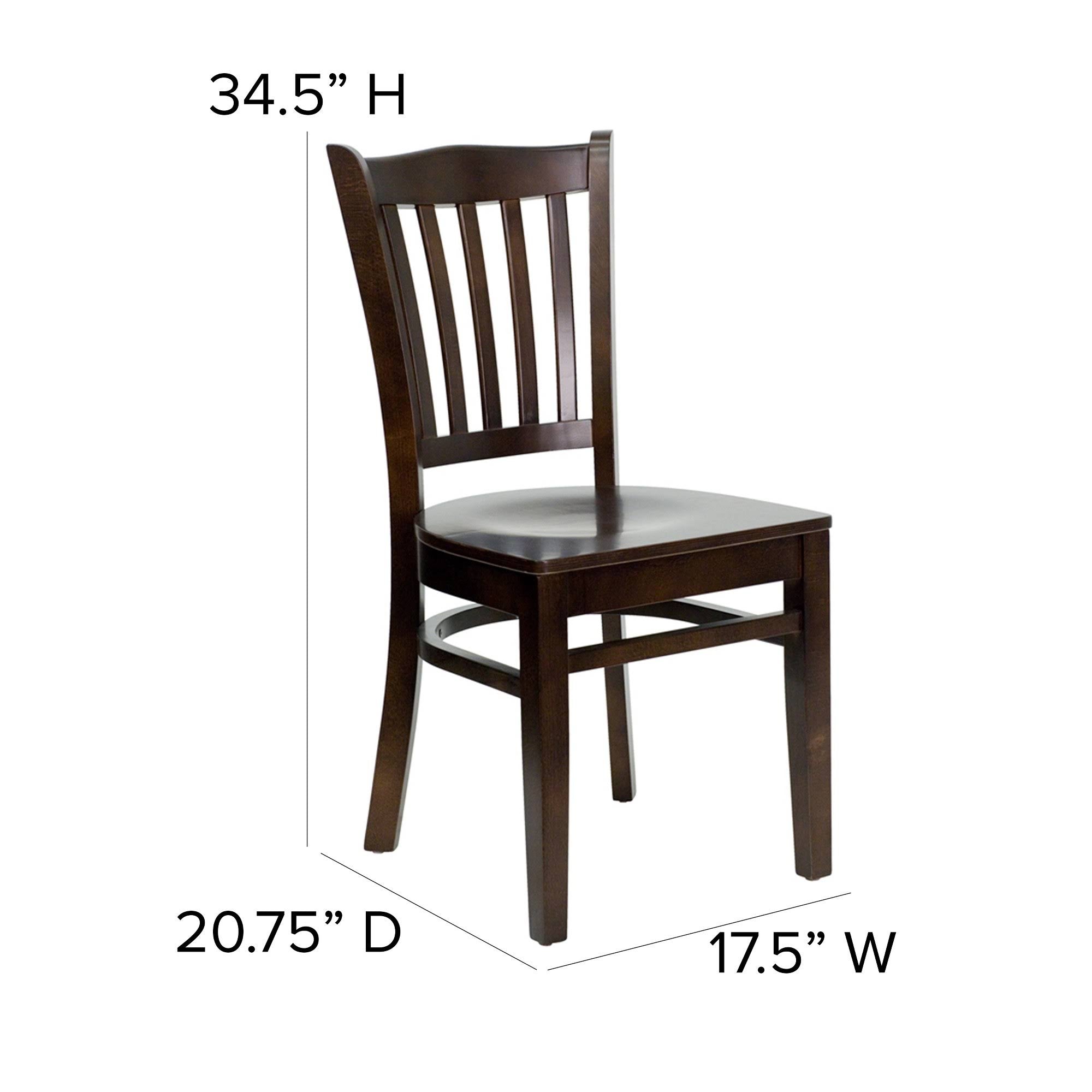 Vertical Slat Back Walnut Wood Restaurant Chair K91618