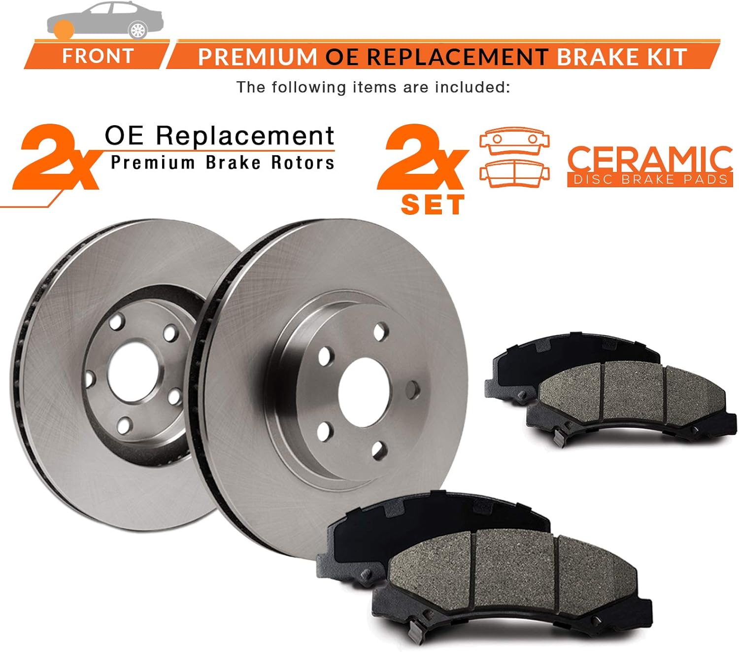 Max Brakes Premium OE Rotors with Carbon Ceramic Pads C86121