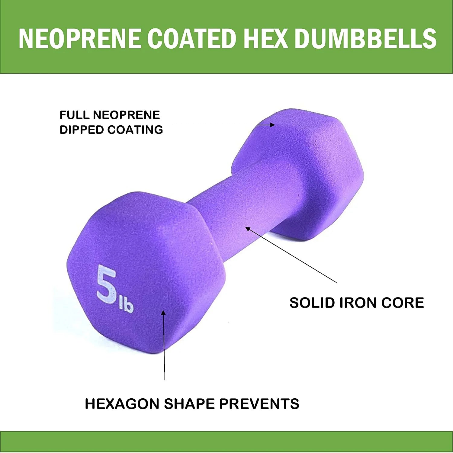 Neoprene 5 Lbs. Hex Dumbbells, Set of 2 K302260