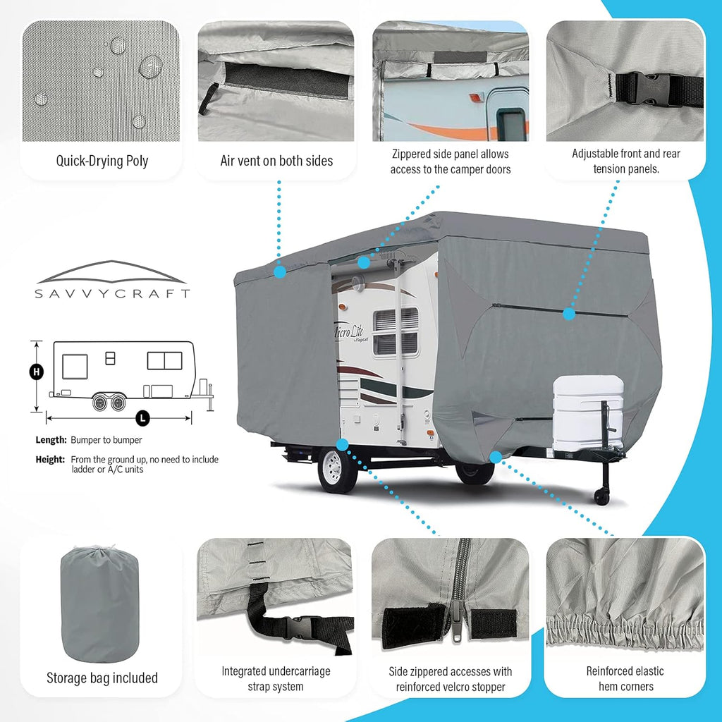 Travel Trailer RV Cover with Access Panels Fits 21'-22'L M19138